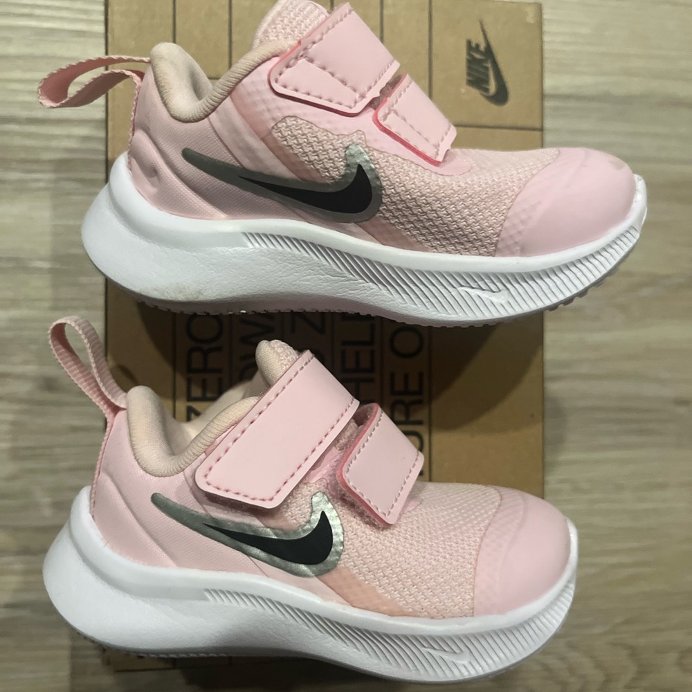Nike Kids Light Pink Sneakers with Black Swoosh
